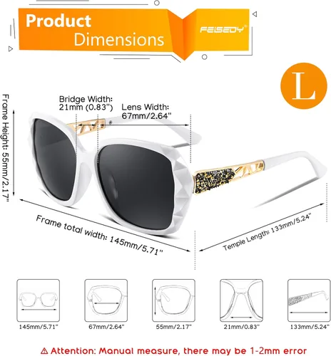 Vista 58 de FEISEDY - gafas de sol polarizadas para mujer, marco compuesto brillante B2289