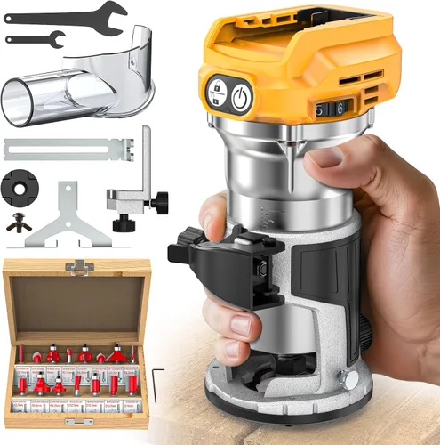 Vista 12 de Enrutador Compacto Inalámbrico Compatible con Batería Milwaukee, Enrutador de 6 Velocidades Variables para Carpintería, Enrutador de Madera de Base