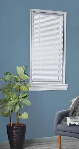 Vista 4 de Blinds Giant, Mini persiana inalámbrica de 1 pulgada de ancho x 48 pulgadas de largo, color blanco, filtrado de luz, elevación inalámbrica