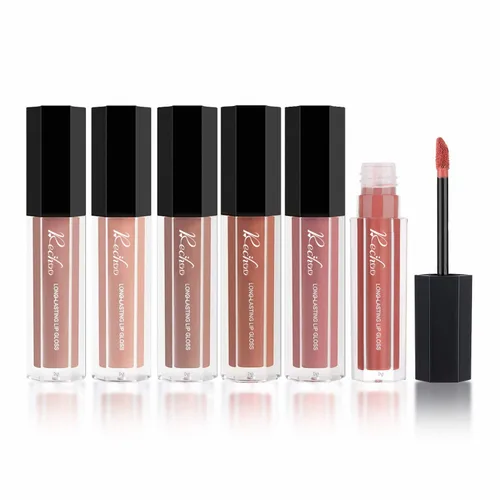 Vista 2 de Juego de lápiz labial líquido mate, 6 piezas Superstay Mate Ink impermeable, brillo de labios, juego de maquillaje (tinta mate nude)