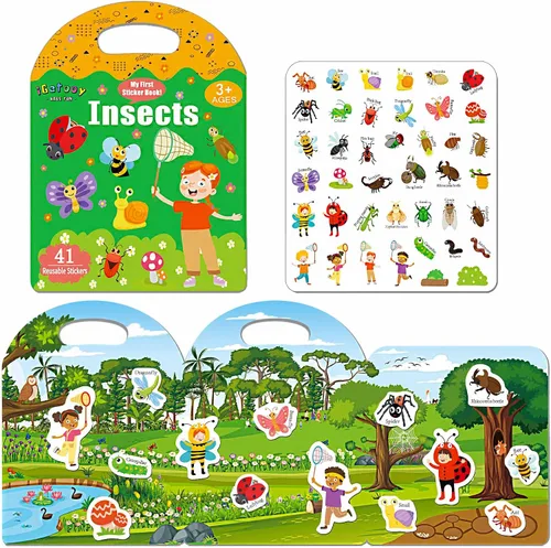 Vista 10 de iGetooy Libros de calcomanías reutilizables para niños pequeños de 1 a 3 años, 3 juegos de libros de calcomanías para niños de 2 a 4 años, juguetes