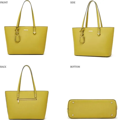 Vista 2 de Juego de 4 piezas bolsa grande con asa superior, bolsa de hombro, bolsa de mano y cartera de estilo moderno para mujer