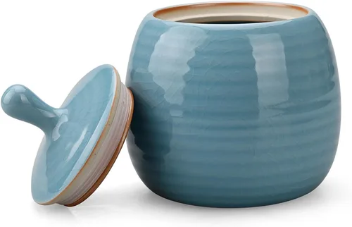Vista 8 de Recipientes de cocina, tarro vintage de cerámica para almacenamiento de alimentos con tapa hermética para té, café, hierbas, azúcar, especias, Verde