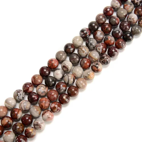 Vista 6 de JM Design Cuentas redondas lisas mexicanas naturales de ágata de encaje loco 0.236 in 15.5 '' hebra para la fabricación de joyas