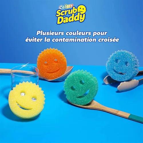 Vista 2 de Scrub Daddy Colores: limpieza con código de color, FlexTexture, suave en agua tibia, firme en frío, limpieza profunda, apto para lavavajillas