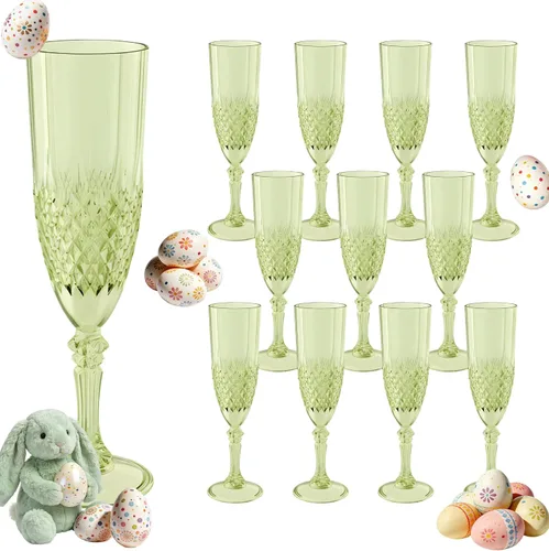 Vista 39 de Copas de champán de plástico, 12 copas de vino de plástico ámbar, inastillables, reutilizables, para bodas, despedidas de soltero, brindis y eventos