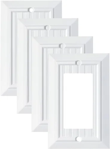 Vista 7 de Placas de pared clásicas de tablilla ranurada blanco puro, cubiertas de interruptor de luz, cubiertas de tomacorrientes eléctricos, placas