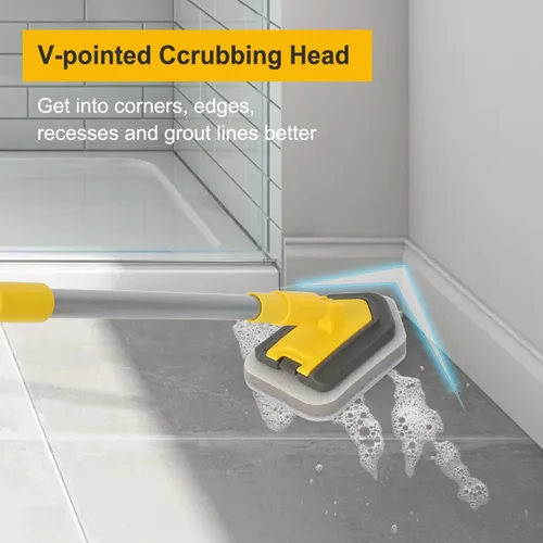 Vista 2 de Shower Scrubber for Cleaning, 3 in 1 tub Tile Cleaner Brush with Extendable Long Handle 58", Bathtub Scrubber Scrub Brush for Shower Bathroom