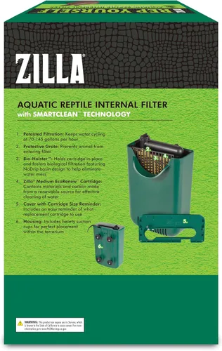 Vista 8 de Zilla Filtro interno para reptiles acuáticos con tecnología SmartClean, para tortugas y reptiles acuáticos, mediano
