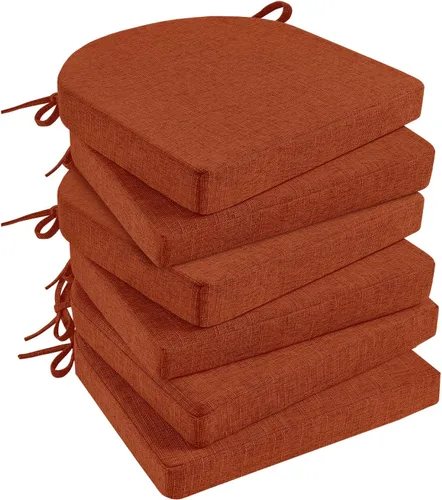 Vista 24 de Basic Beyond Cojines para sillas de comedor, paquete de 6, cojines para sillas de cocina con lazos y respaldo antideslizante, 16 x 16 pulgadas, Rojo