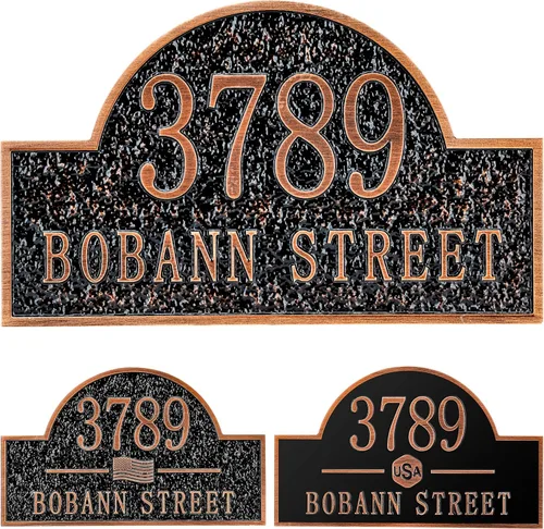 Vista 44 de Letrero de dirección fundido personalizado con número de casa, placa de dirección de casa de 12 pulgadas, letrero de número de Steet House