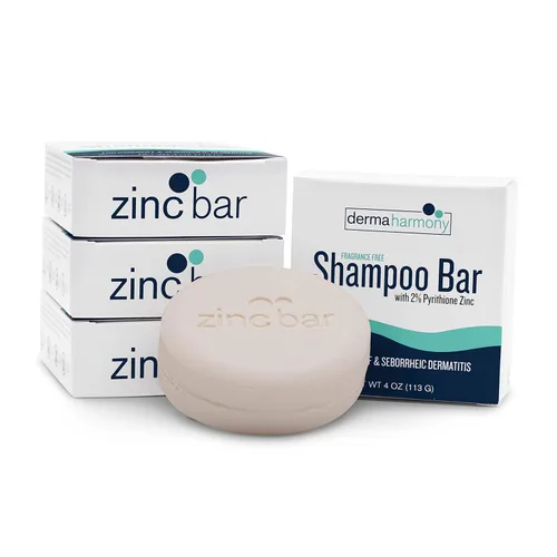 Vista 2 de Dermaharmony Barra de champú de zinc con piritiona al 2% para la caspa y la dermatitis seborreica, sin fragancia (4 onzas)