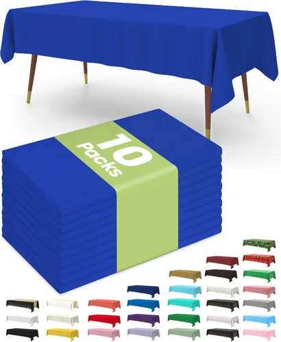 Vista 31 de Pureegg Juego de 10 manteles de plástico desechables, 54 x 108 pulgadas, para fiestas de cumpleaños, picnic, manteles blancos, rectangulares