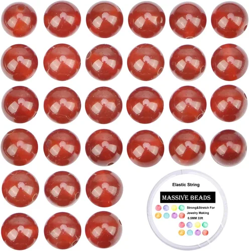 Vista 18 de 100 piezas de cuentas de cristal natural con piedras preciosas redondas sueltas de curación de energía con cordón elástico de cristal para hacer