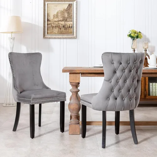 Vista 14 de Wing-Back Dining Chairs Set of 2 with Backstitching Nailhead Trim and Solid Wood Legs, American Design Upholstered Chair for Dining Room Table &