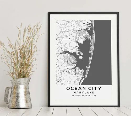 Vista 6 de Mapa de Ocean City, Maryland, Light 2 (8x10)