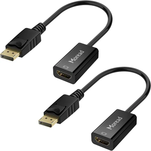 Vista 9 de Moread Adaptador 4K DisplayPort (DP) a HDMI, Convertidor de Puerto de Pantalla Unidireccional Chapado en Oro de Computadora a Pantalla HDMI