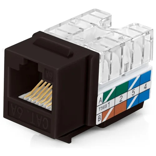 Vista 39 de Everest - Paquete de 10 conectores Keystone RJ45 Cat5e en ángulo de 90°, color negro, conectores RJ45 hembra de perfil delgado, conector Keystone