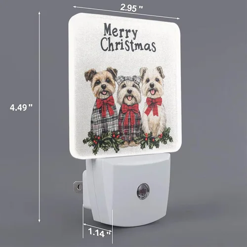 Vista 2 de Juego de 2 lámparas LED de noche enchufables para perros de Navidad, juego de 2 luces nocturnas de emergencia con sensor automático para dormitorio