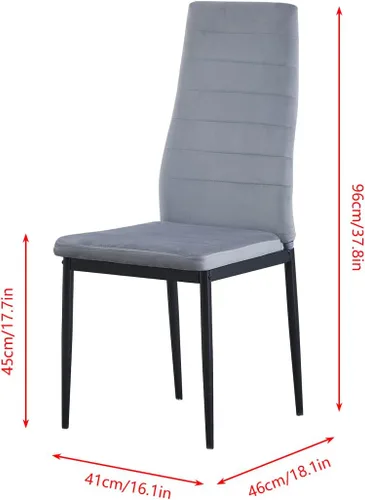 Vista 12 de Moderna mesa de comedor negra de 5 piezas con sillas para 4 personas, mesa de comedor de vidrio templado y sillas de cocina, juego de 4 piezas