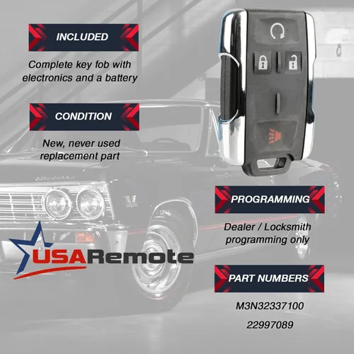 Vista 3 de Llavero de arranque remoto de entrada sin llave compatible con Chevy Silverado Colorado/GMC Sierra Canyon 2014 2015 2016 2017 (M3N-32337100 cromado)