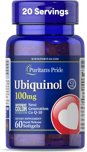 Puritan's Pride Ubiquinol 100 mg, 60 cápsulas blandas de liberación rápida (18660)