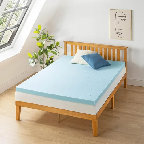 Vista 2 de Best Price Mattress Cubrecolchón de espuma viscoelástica ventilada de 3 pulgadas, infusión de gel refrescante, certificado CertiPUR-US, Cal King