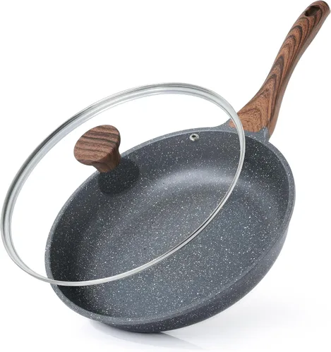 SENSARTE Sartén antiadherente con tapa, sartén para tortillas con tapa, sartén para huevos saludables para chef, sartén de cocina, sin PFOA (8