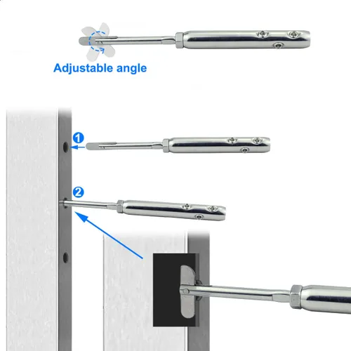 Vista 4 de Tensores Swageless para postes de metal, kit de herramientas de barandilla de cable, para sistema de barandilla de cable de acero inoxidable 1/8