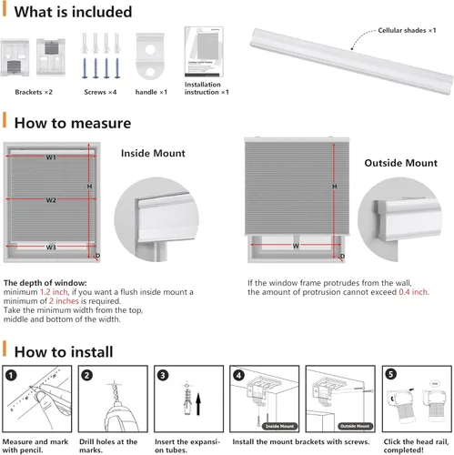 Vista 6 de LazBlinds Persianas Celulares Sin Cordones, Persianas de Panal de Miel Opacas con Celdas de 1.5 Pulgadas, Persianas Térmicas para Oscurecer