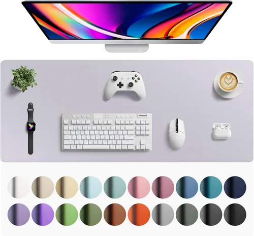 Vista 261 de Aothia - Protector de escritorio de cuero sintético impermeable y antideslizante para laptop, escritura y mouse, para oficina y hogar, 23.6 x 13.7