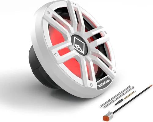 Vista 6 de Rockford Fosgate M2D2-12S Color Optix 12 "DVC 2-Ohm Multicolor LED Iluminado Subwoofer marino para recinto sellado - Blanco/Acero inoxidable