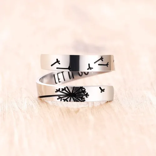 Vista 2 de ZRAY - Anillo de plata con inscripción en inglés Keep Going acero inoxidable tamaño ajustable regalo de apoyo para mujeres adolescentes y niñas