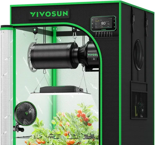 Vista 2 de VIVOSUN Smart Pro - Kit de tienda de cultivo de 2 x 2 pies, 1 planta, control automático integrado con WiFi con GrowHub E42A+, luz LED