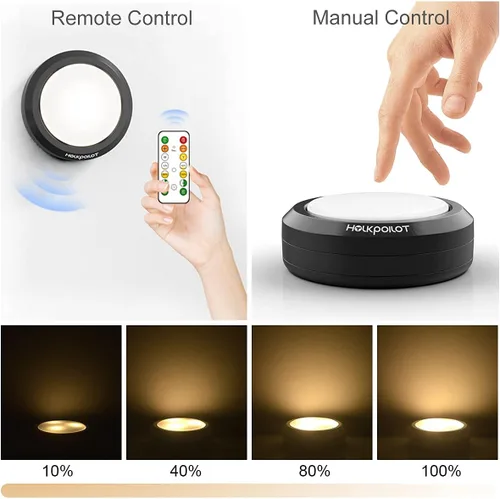 Vista 17 de HOLKPOILOT Luces de disco con control remoto, funciona con pilas debajo del gabinete, iluminación de disco debajo del mostrador, luces inalámbricas