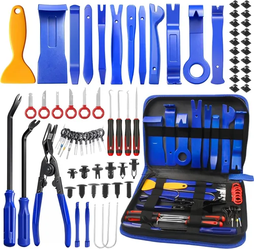 Poraxy - Juego de herramientas de extracción de molduras para automóvil, kit de 120 piezas, herramientas de extracción de panel de puerta de audio,