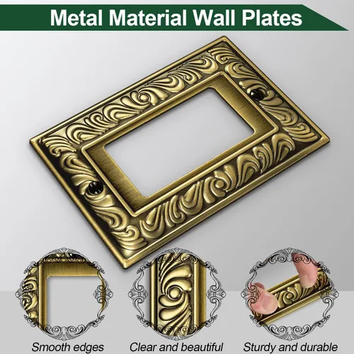 Vista 2 de Cubiertas Decorativas de Interruptor de Luz de Latón Antiguo Placas de Pared Placas de Interruptor Basculante Cubiertas de Enchufes