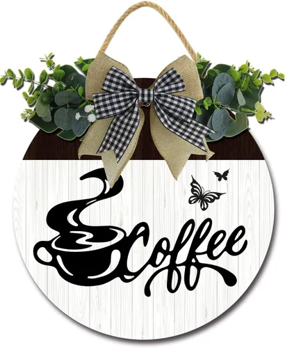 Vista 7 de Ok But Coffee First Bar - Letrero decorativo rústico de madera, redondo, retro, para amante, hogar, oficina, cocina, pared, 11 pulgadas