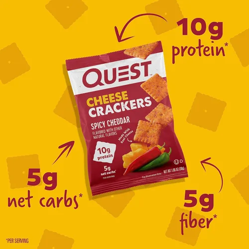 Vista 3 de Quest Nutrition - Galletas de queso cheddar explosivo, 0.35 onzas de proteína, bajas en carbohidratos, hechas con queso real, 12