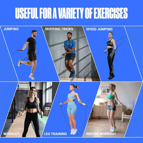 Vista 7 de Cuerda de saltar ajustable para fitness y ejercicio - Cuerda de saltar para cardio, boxeo y pérdida de peso - Cuerda de velocidad perfecta