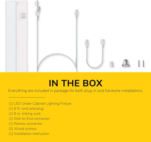 Vista 7 de Luz LED GetInLight, regulable, con certificación ETL, para debajo de los armarios, con 3 niveles de color blanco cálido 2,700 K, blanco suave 3,000