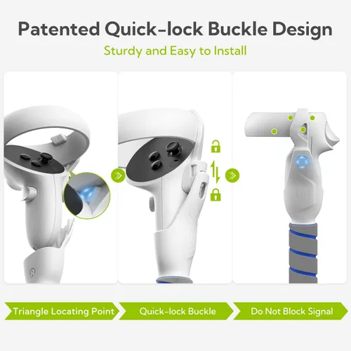 Vista 2 de ZYBER Handle Attachment for Oculus Quest 2 Controller Grips VR Golf Club Adapter Beat Saber Supernatural Compatible with Meta Quest 2 Accessories