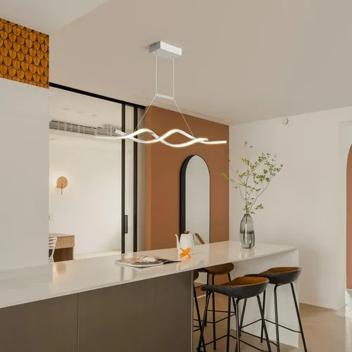 Vista 3 de Jaycomey Lámpara LED moderna para comedor, 52 W, regulable, moderna, lineal, con control remoto, 3000K a 6500K, lámpara de techo ajustable para isla