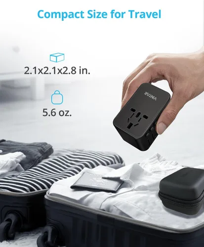 Vista 5 de VINTAR - Adaptador de viaje universal, adaptador de corriente internacional GaN de 75 W con 3 USB C PD y 2 USB A QC, todo en uno esenciales de viaje