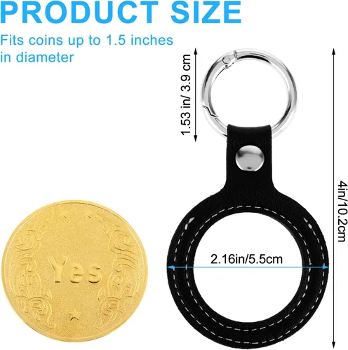 Vista 2 de Gjinxi Llavero de cuero para monedas AA, cuarto y almacenamiento de monedas de la suerte