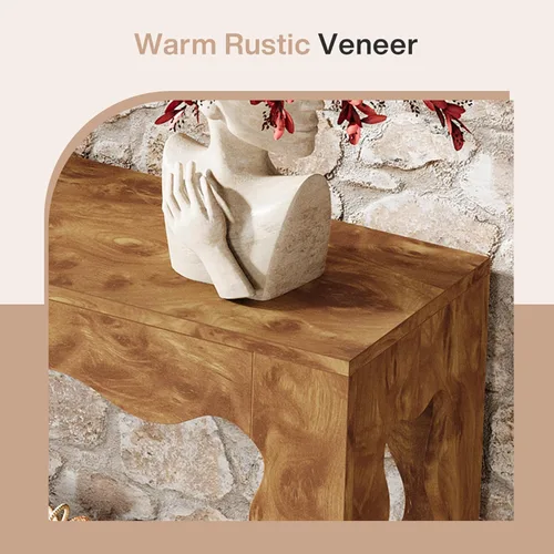 Vista 6 de Tribesigns - Mesa de entrada de 63 pulgadas, mesa moderna rústica con borde festoneado y estante de almacenamiento, mesa estrecha y larga de acento