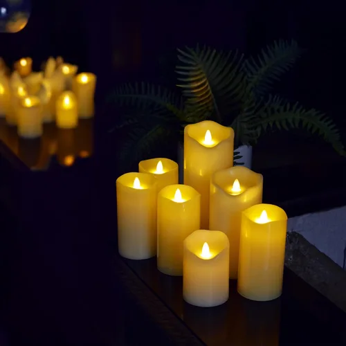 Vista 3 de HoogaLife Velas sin llama, efecto de llama de 1200 horas (3 pulgadas de profundidad x 7 pulgadas de alto), mecha 3D de movimiento automático, velas
