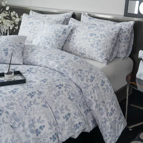 Vista 3 de Jane yre Funda de Edredón Individual Flores Microfibra Cepillada 3 Piezas Juego de Ropa de Cama Floral Individual Estilo Jardín Patrón Floral Azul