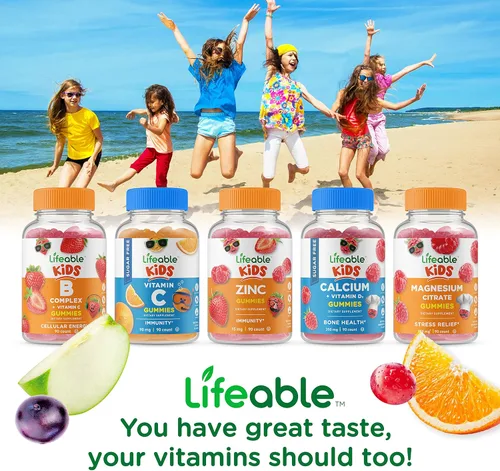 Vista 5 de Lifeable Vitamina D Kids + Multivitamin Kids - Paquete de gomitas de gran sabor, suplemento vitamínico, sin gluten, sin OMG, gomita masticable