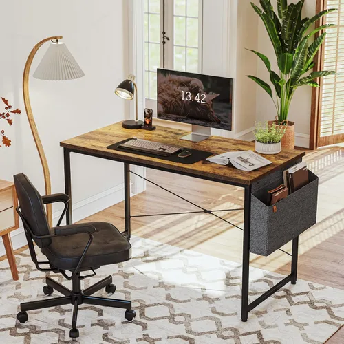 Vista 9 de Cubiker Escritorio para computadora, escritorio pequeño de oficina en casa de 32 pulgadas para espacios pequeños, estilo moderno y simple